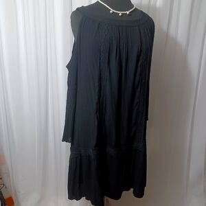 Terra & Sky Cold Shoulder Black Dress 1X
